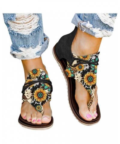 Womens Sandals Fashion Flat Summer Comfy Strappy Sandals Open Toe Dressy Sandals Cut Out Lace Up Slides Zh-black $11.60 Sandals