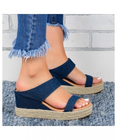 Black Platform Heels Black Wedges Boots For Women Platform Sandals Women Wide Feet Woman Sandals Heeled Blue-j $14.24 Sandals