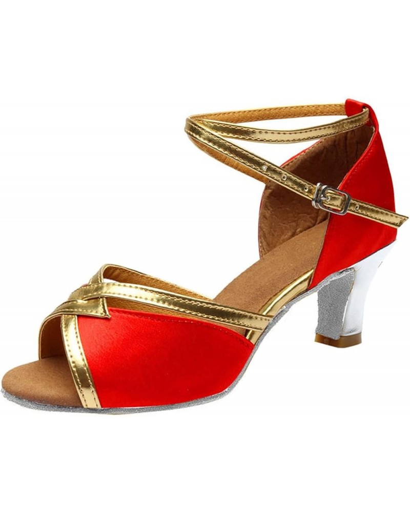 Sandals Dance Shoes Ballroom Latin Women's Color Fashion Prom Women's Sandals Women Sandals Wedge Dress Sandals for Women Red...