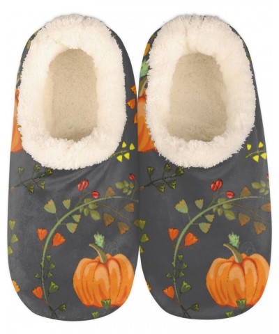 Pumpkin Slippers for Women Men Color Floral Indoor Non-Slip Slippers Soft Plush Comfy House Shoe for Bedroom Living Room Offi...