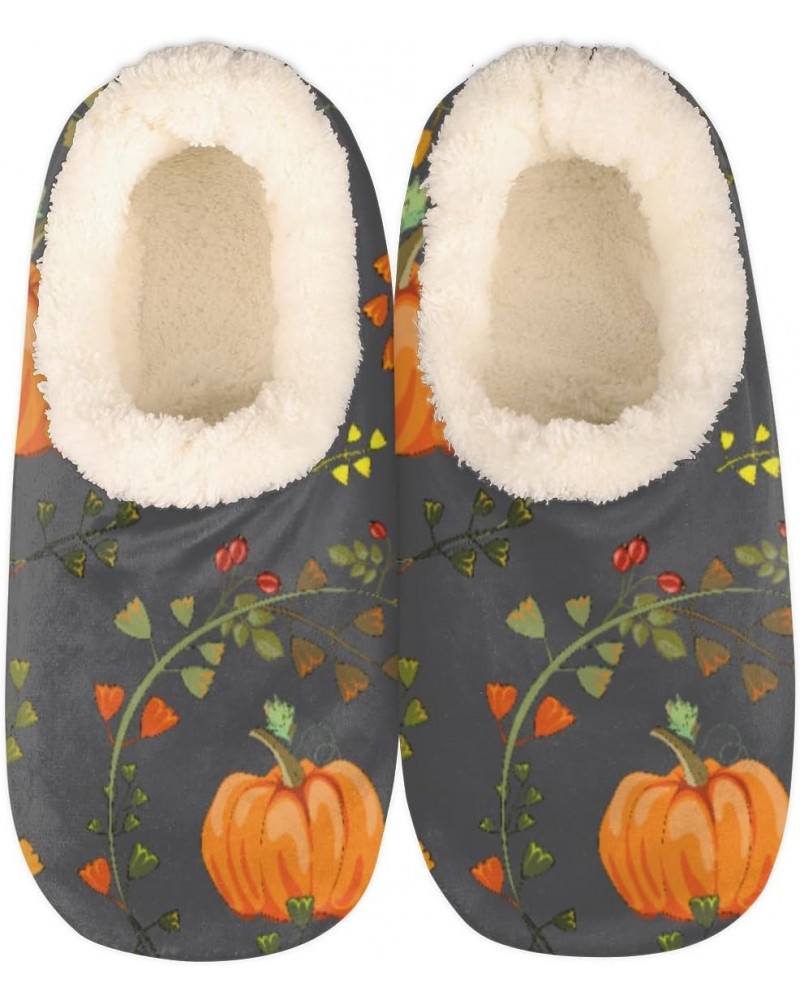 Pumpkin Slippers for Women Men Color Floral Indoor Non-Slip Slippers Soft Plush Comfy House Shoe for Bedroom Living Room Offi...