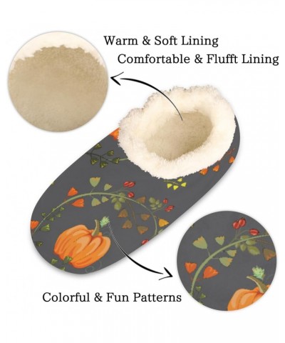 Pumpkin Slippers for Women Men Color Floral Indoor Non-Slip Slippers Soft Plush Comfy House Shoe for Bedroom Living Room Offi...