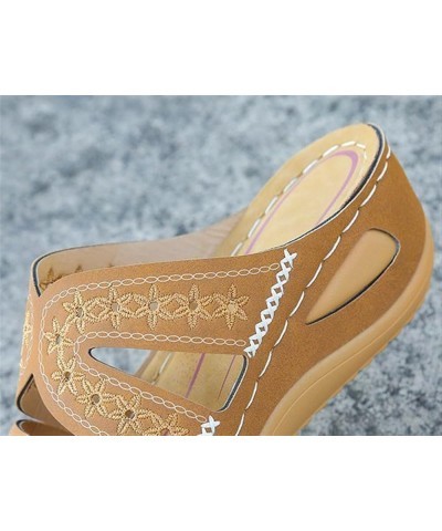 Women's Platform Wedge One Word Belt Slide Comfort Slip On Non-Slip Bohemian Sandals Shock Absorbtion Breathable Holes Arch S...