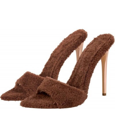 Sexy Slip On Stilettos High Heels Sandals Party Dress Brown $36.70 Sandals