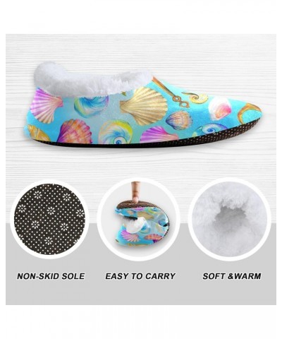 Winter Fuzzy Fleece Warm Memory Foam Cozy Shoes Closed Back House Slippers for Women Girl Men Indoor Outdoor Bedroom Marine P...