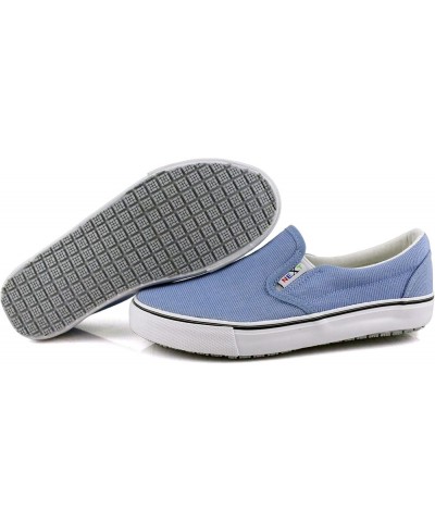 Womens Nextgen Sunbrella Upper Nonslip Waitress Server Slip On Fashion Flat Blue $24.51 Work & Safety Shoes