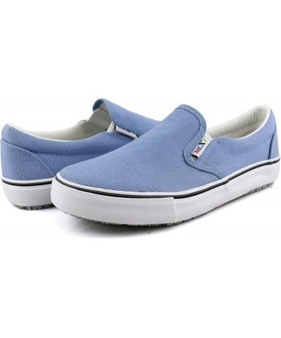 Womens Nextgen Sunbrella Upper Nonslip Waitress Server Slip On Fashion Flat Blue $24.51 Work & Safety Shoes