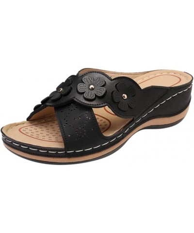 Womens Sandals With Arch Support Walking Comfortable Dressy Casual Summer Slip On Orthopedic Orthotic Flip Flops Black $16.43...