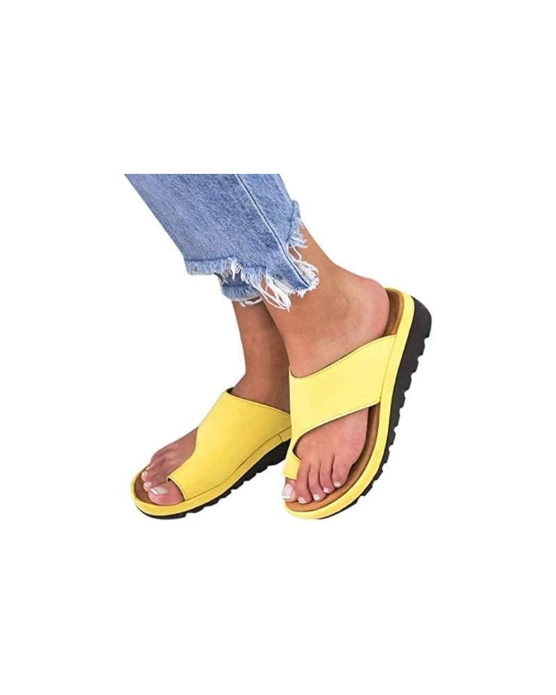 Orthopedic Bunion Corrector Sandals,Comfy Platform Flat Sole PU Leather Shoes for Women (Gold,7-7.5) Yellow 6.5 $15.90 Sandals