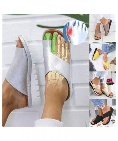 Orthopedic Bunion Corrector Sandals,Comfy Platform Flat Sole PU Leather Shoes for Women (Gold,7-7.5) Yellow 6.5 $15.90 Sandals