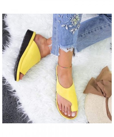 Orthopedic Bunion Corrector Sandals,Comfy Platform Flat Sole PU Leather Shoes for Women (Gold,7-7.5) Yellow 6.5 $15.90 Sandals