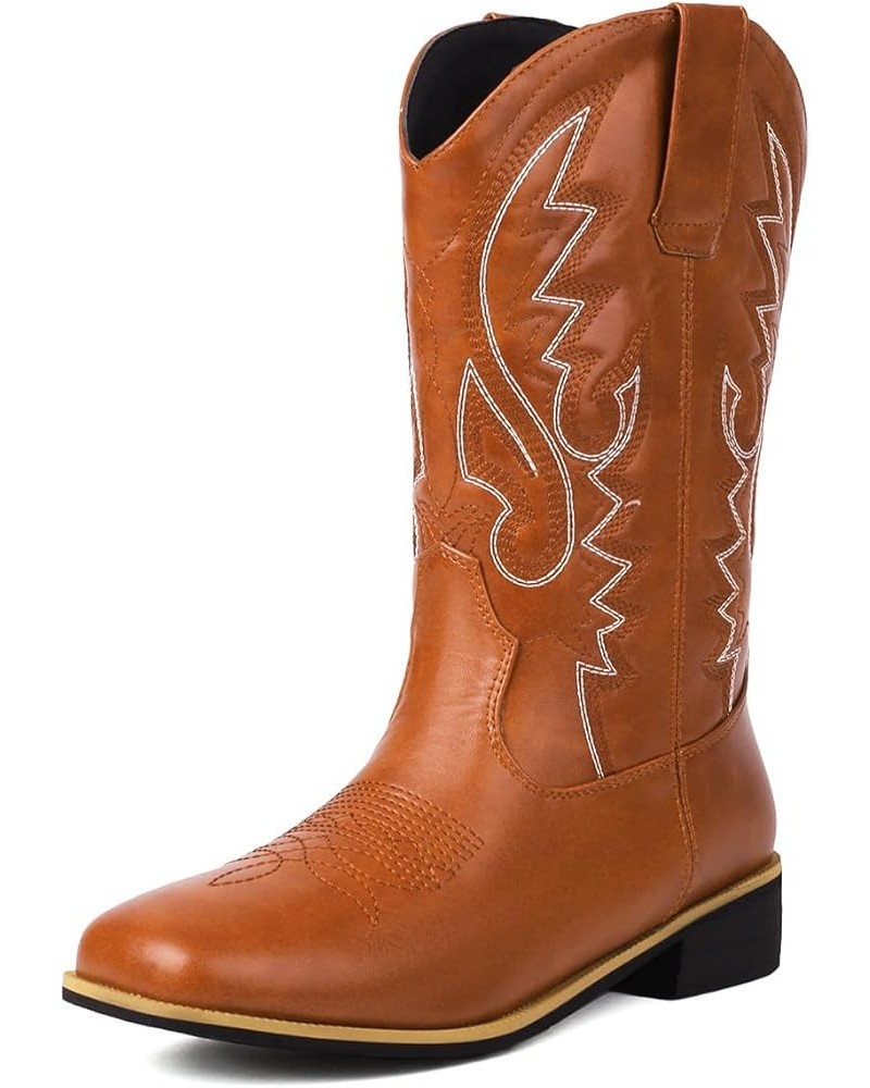 Classic Cowboy Boots for Women Square Toe Wide Calf Cowgirl Cowboy Boots 448 Yellow $31.34 Boots