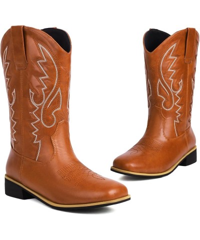 Classic Cowboy Boots for Women Square Toe Wide Calf Cowgirl Cowboy Boots 448 Yellow $31.34 Boots