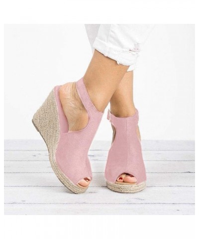 Boots for Women Retro Leather Embroidered Pointed Belt Buckle Thick High Heel Sandals Non-Slip Boots for Women G Pink $19.79 ...