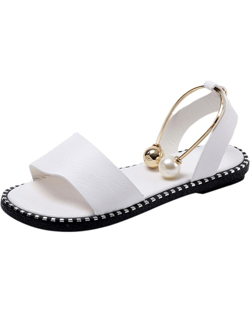 Womens Sandals Sandals For Casual Party Wedding Beach Dress Ankle Elastic Jeweled Bohemian Flats Black Sandals Women White $1...