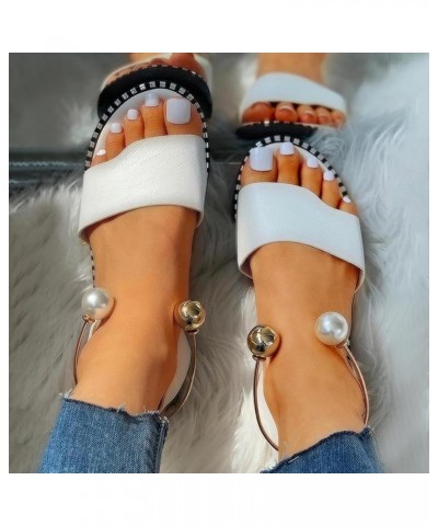 Womens Sandals Sandals For Casual Party Wedding Beach Dress Ankle Elastic Jeweled Bohemian Flats Black Sandals Women White $1...