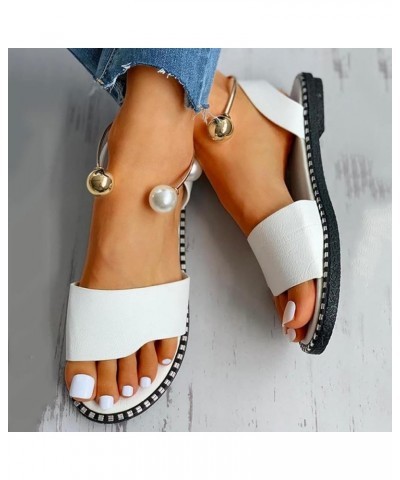 Womens Sandals Sandals For Casual Party Wedding Beach Dress Ankle Elastic Jeweled Bohemian Flats Black Sandals Women White $1...