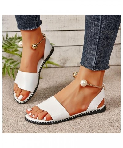 Womens Sandals Sandals For Casual Party Wedding Beach Dress Ankle Elastic Jeweled Bohemian Flats Black Sandals Women White $1...