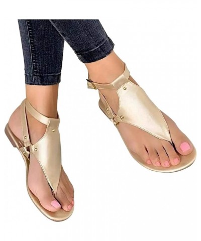 Sandals for Women Flat Casual Summer Buckle Ankle Strap Fashion Sandals Thong Open Toe Flip Flop Shoes Women Ladies Girls Com...