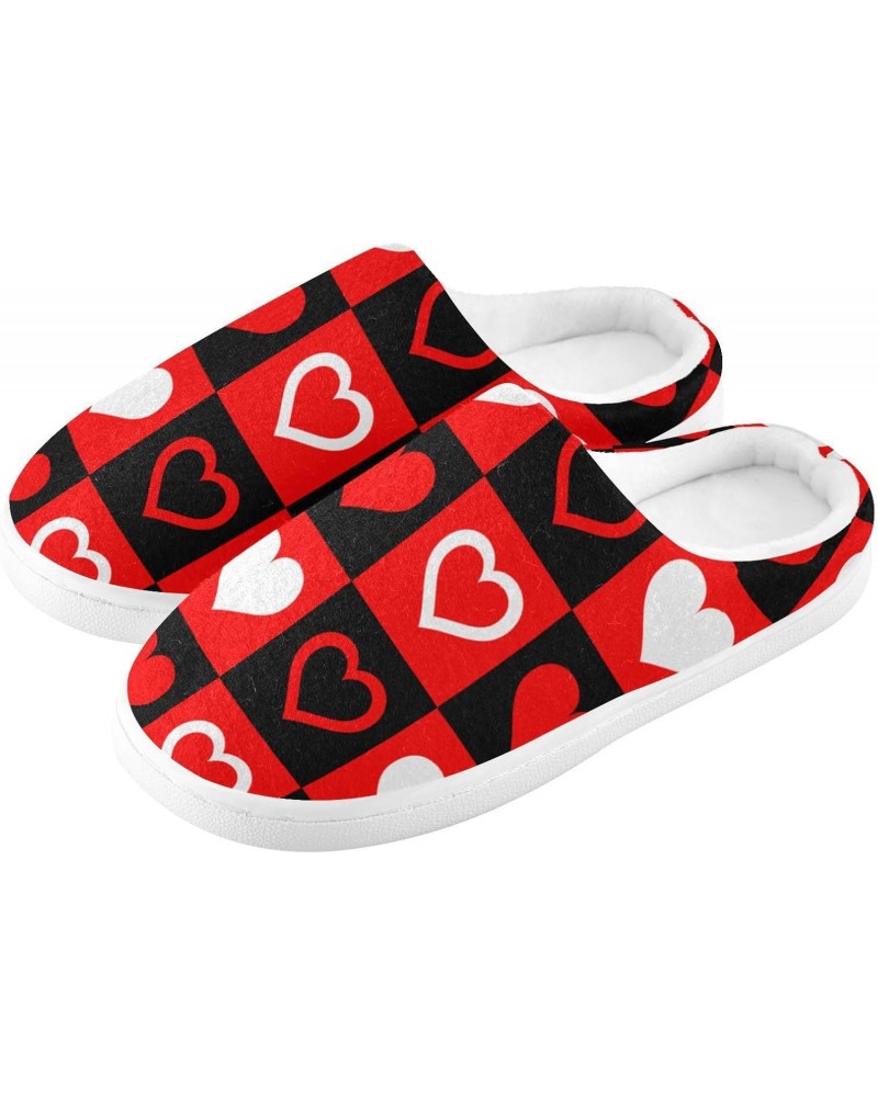 Men's Women's House Slipper with Memory Foam Red Heart Shaped Valentine's Day Cozy Cotton Slipper for Bedroom Spa $16.31 Slip...