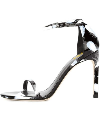 Women Classic Open Toe Sandals Ankle Strap High Heels Two Piece Buckled Prom Shoes Size 4-15 US Black Feather $36.48 Sandals