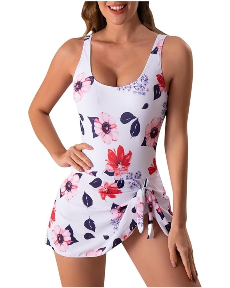 Bikini Swimsuit Sexy Suspender Adjustable Belly Covering Swimsuit with Breast Pads for Slimming Bikini White-b $9.19 Sandals