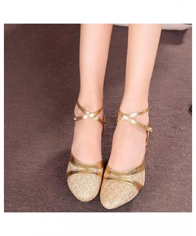 Flats Shoes for Women Open Toe Elastic Ankle Strap Espadrilles Block Casual Sandal Summer Beach Slip-on Shoes 93-htrns-2-gold...