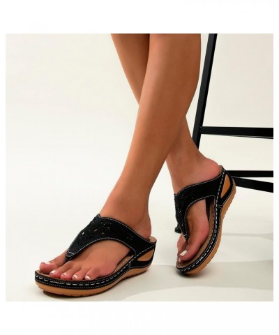 Orthopedic Sandals for Women, Platform Flip Flops Sandal Shoes Comfortable Summer Beach Travel Sandals 6.5 Black-1 $14.21 San...