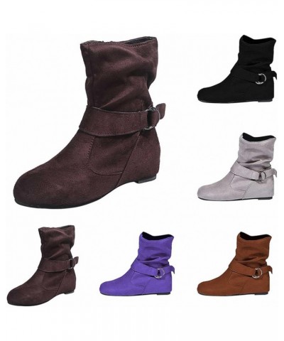 Ankle Boots for Women Low Heel Square Toe Women's Ankle Boots Wide Width Women's Ankle Booties with Buckle Brown Cutout Booti...