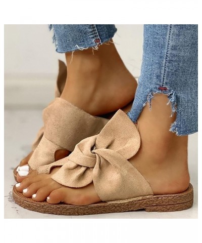 Women's Slides Sandals Flat Casual Summer Bowknot Slip On Clip Toe Sandal Non-Slip Fashion Walking Open Toe Slingback Shoes C...