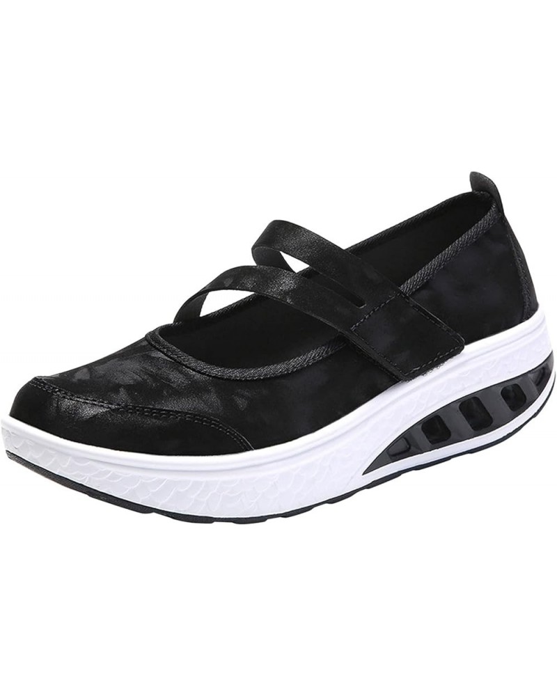 Womens Wedge Platform Sneakers Ankle Boots Casual Shoes Breathable Slip-on Wedges Heel Outdoor Leisure Sneakers Va5-black $17...