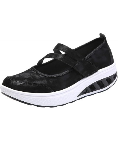 Womens Wedge Platform Sneakers Ankle Boots Casual Shoes Breathable Slip-on Wedges Heel Outdoor Leisure Sneakers Va5-black $17...