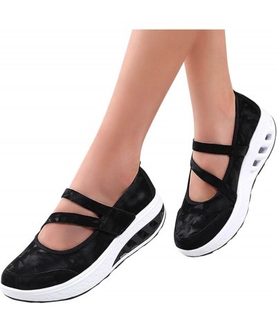 Womens Wedge Platform Sneakers Ankle Boots Casual Shoes Breathable Slip-on Wedges Heel Outdoor Leisure Sneakers Va5-black $17...