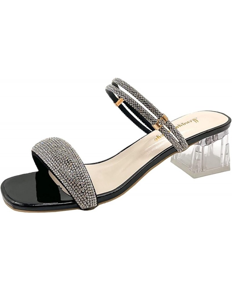 kitten heels for women,Womens Low Block Heels Slip-On Shoes Casual Toe Knob Sandals Z 04-black $13.00 Sandals