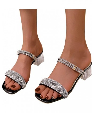 kitten heels for women,Womens Low Block Heels Slip-On Shoes Casual Toe Knob Sandals Z 04-black $13.00 Sandals