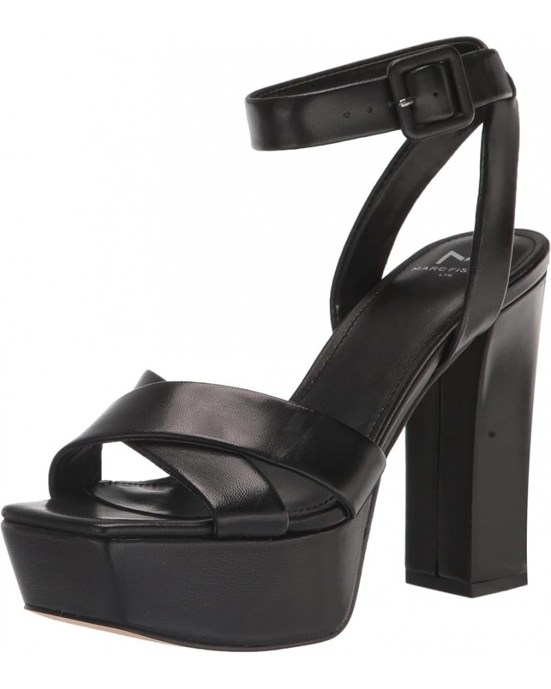 Women's Faril Heeled Sandal Black Leather $40.12 Pumps