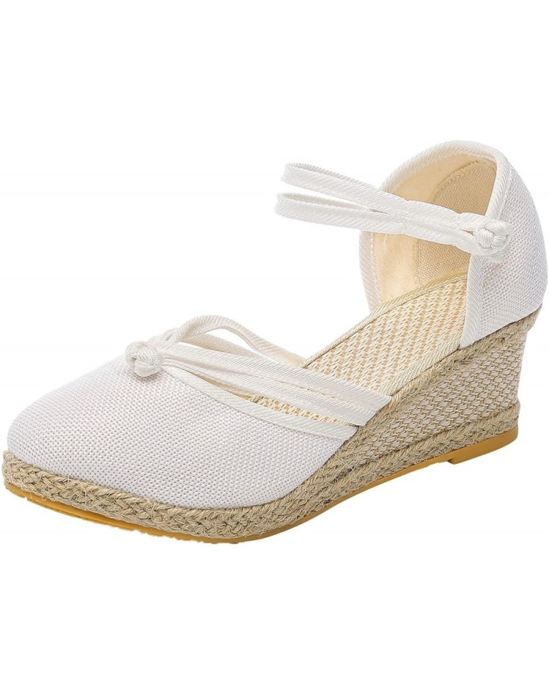 Womens Shoes Wedges Womens Wedge Sandals Size 9 Easy Women Shoes Linen Sandals Platform Wedge Sandals Fashion Versatile Braid...