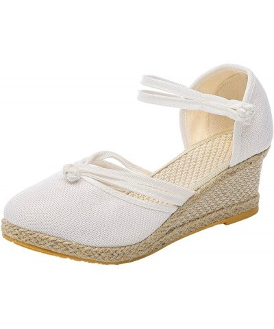 Womens Shoes Wedges Womens Wedge Sandals Size 9 Easy Women Shoes Linen Sandals Platform Wedge Sandals Fashion Versatile Braid...