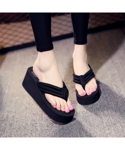 Fashion Women Flip Flops Summer Beach Platform Slippers Casual Outside Wedges Sandals Women Shoes Leisure Slides 6cm (Color :...