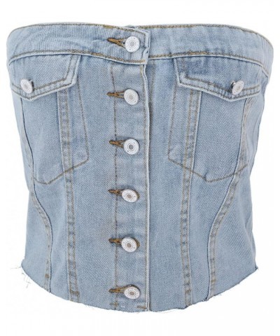 Cleavage Shirts Vest Jacket Sleeveless Distressed Jean Jacket Candy Color Slim Fit Ripped Coat Tops Bones Tops C-blue - Women...