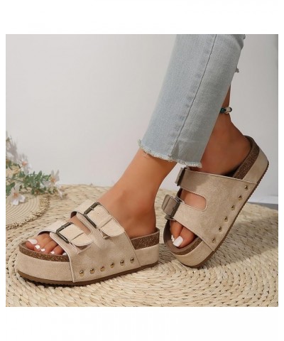 Wedge Sandals for Women Size 9 Sandals Vacation Bohemian Shoes For Ladies T Strap Sandals for Women Dressy Sandles Beige $15....