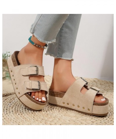 Wedge Sandals for Women Size 9 Sandals Vacation Bohemian Shoes For Ladies T Strap Sandals for Women Dressy Sandles Beige $15....