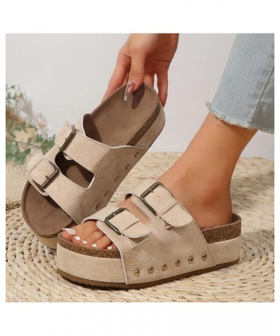 Wedge Sandals for Women Size 9 Sandals Vacation Bohemian Shoes For Ladies T Strap Sandals for Women Dressy Sandles Beige $15....