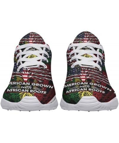 Proud Africa Shoes for Men Women Mesh Breathable Lightweight Tennis Walking Running Sneakers American Flag Grown With African...