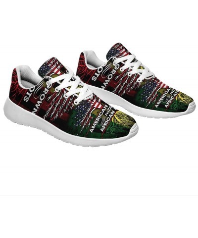 Proud Africa Shoes for Men Women Mesh Breathable Lightweight Tennis Walking Running Sneakers American Flag Grown With African...