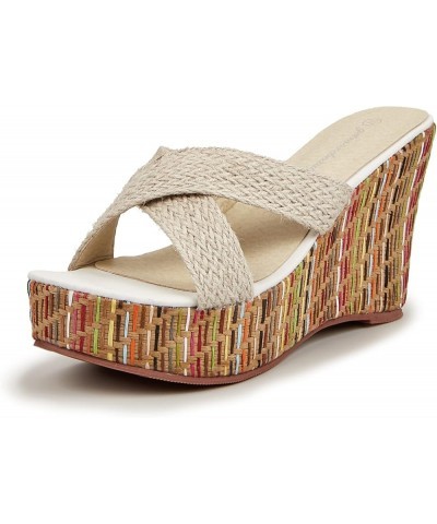 Wedge Sandals for Women Casual Summer Slide Platform Sandals Ivory $9.35 Sandals