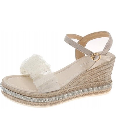 New platform wedge sandals lace buckle women's shoes $27.22 Sandals