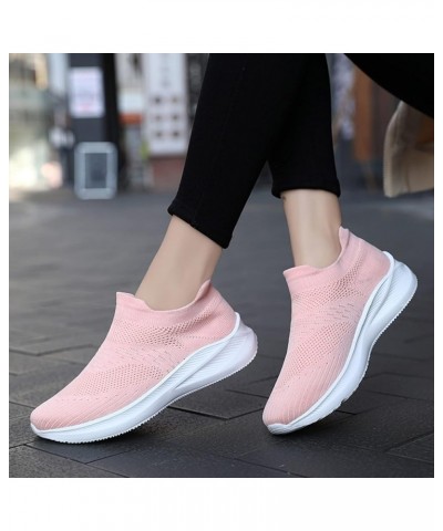 Women's Sneakers Walking Shoes - Sock Sneakers Slip on Mesh Platform Air Cushion Athletic Shoes Work Ca4-pink $16.74 Athletic...