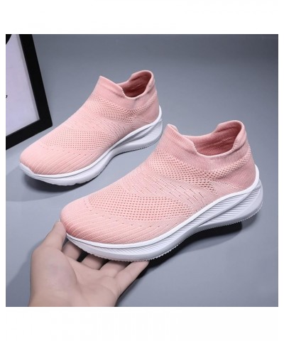 Women's Sneakers Walking Shoes - Sock Sneakers Slip on Mesh Platform Air Cushion Athletic Shoes Work Ca4-pink $16.74 Athletic...