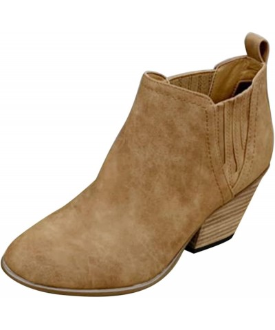 Ankle Boots for Women Low Heel Square Toe Ankle Booties for Women Low Heel Lace Up Ankle Boot for Women Beige Suede Booties f...